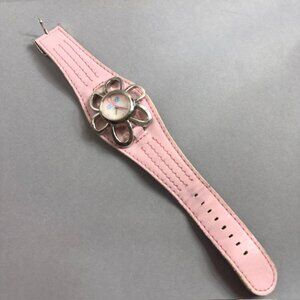 Vintage Pink Stuff Wristwatch Gift Retro Quartz Womens Heart Flower Silver Girls